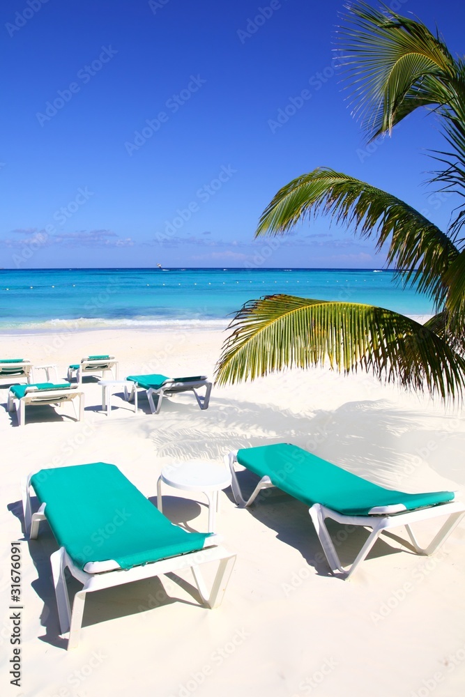 Caribbean beach turquoise sea green hammocks