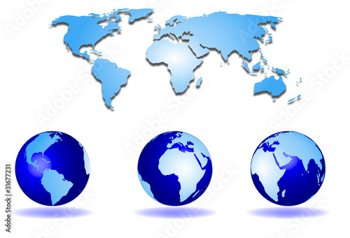 mapa mundial y globo terraqueo