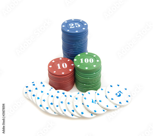 Big win - stack of poker chips photo