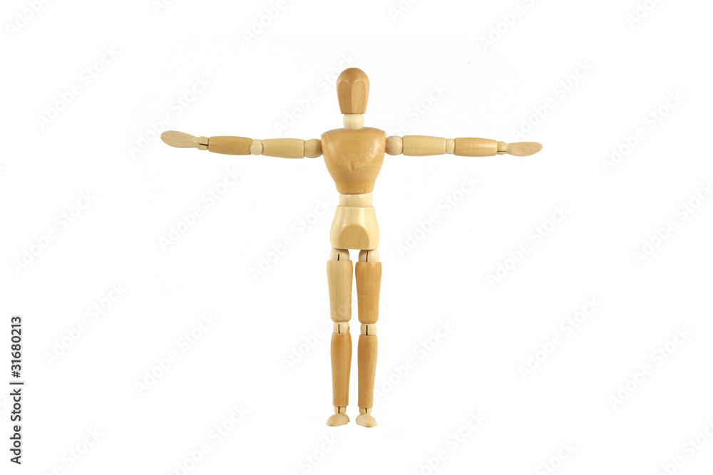 Wooden manikin arms spread out Wooden manikin arms spread out