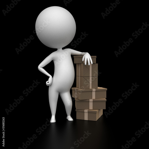3d rendered illustration of a guy with some packages