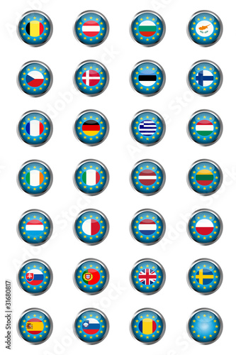 Buttons with European Union flags