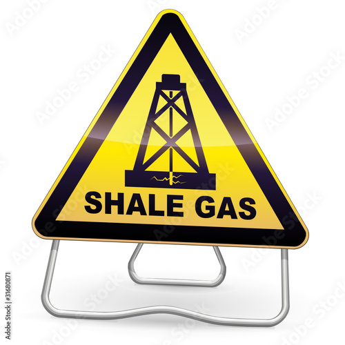 Yellow Drilling Shale Gas Warning Sign (tripod)