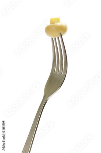 mushroom on fork