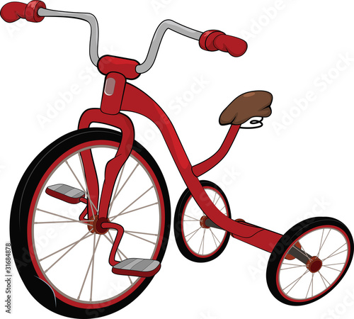 Children's red tricycle