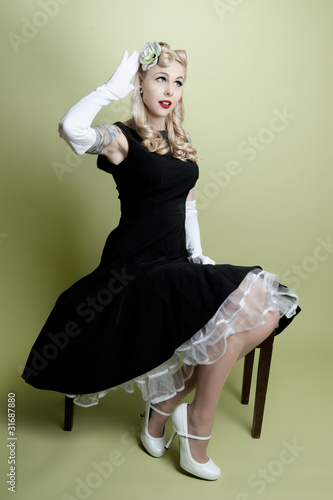 Pinup Girl Modeling Hair Flower