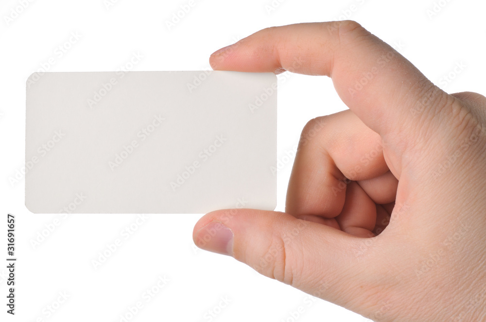 Obraz premium Men's hand takes a business card