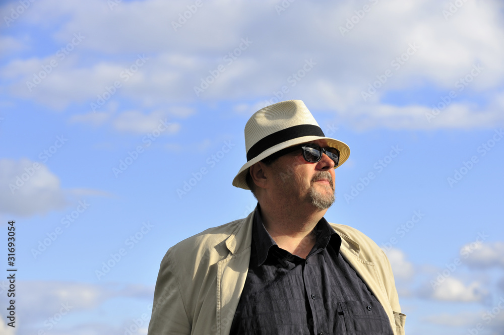 happy, hat, man, open, outdoor, portrait, summer, sky happy, hat, man, open, outdoor, portrait, summer, sky