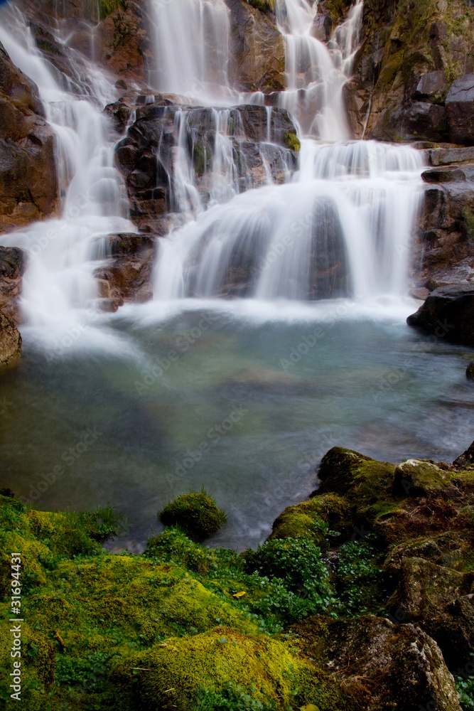 Deep forest Waterfall in Geres National park, Portugal Deep forest Waterfall in Geres National park, Portugal