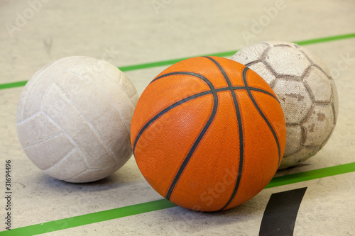 Basketball, Volleyball, Fußball