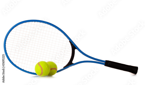 Tennis racket and ball on white background © Africa Studio