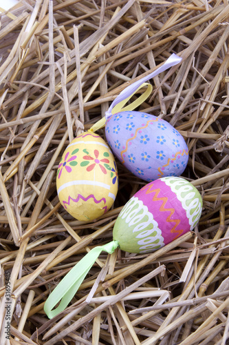 easter egg nest with straw