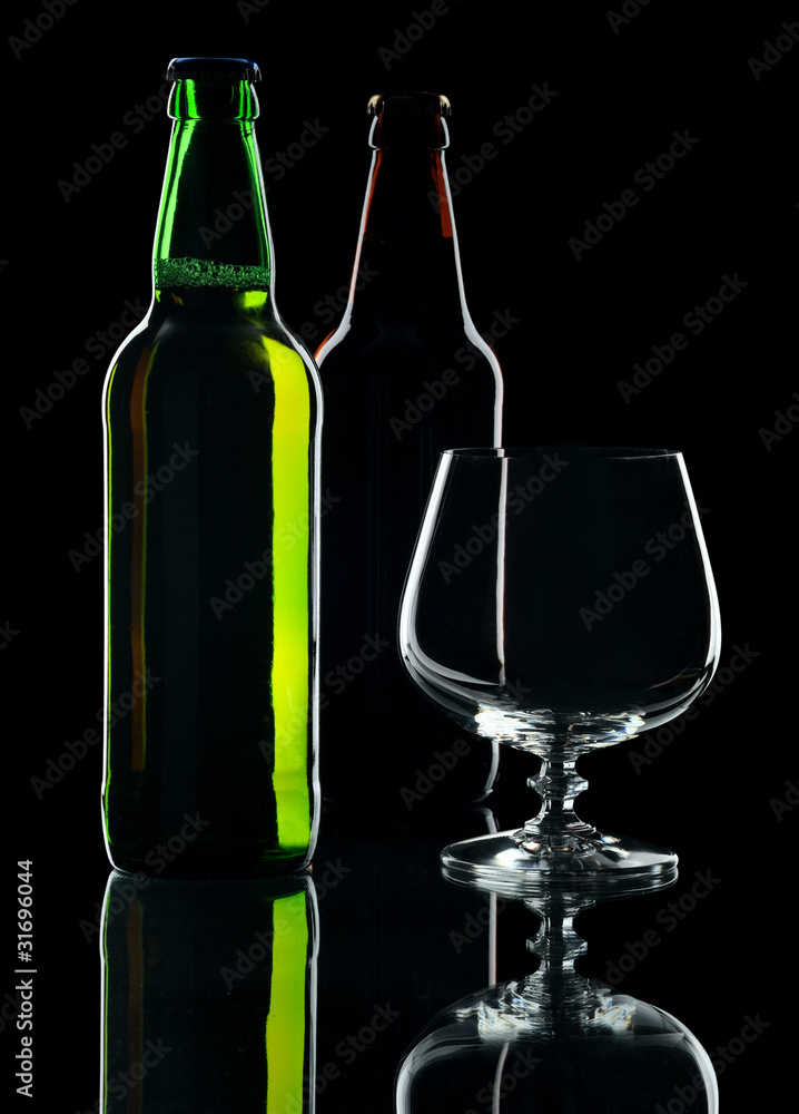 Bottles of beer, isolated on a black background