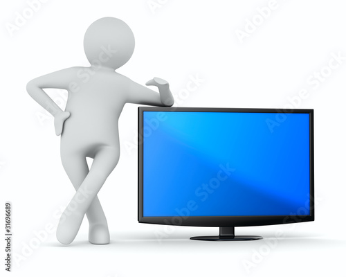 TV and man on white backgro...