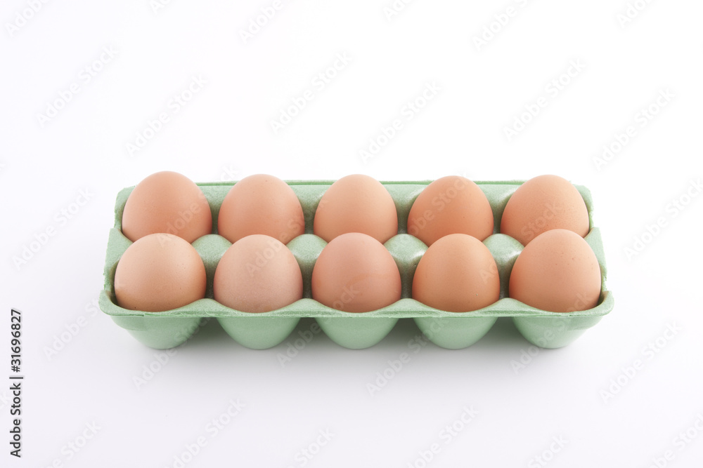 eggs in green cardboard