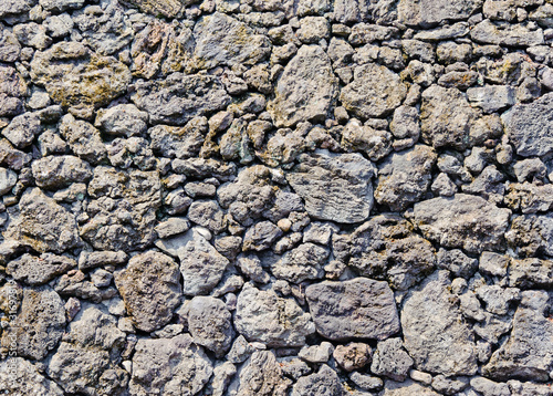 traditional wall of volcanic stones at Jeju island Korea