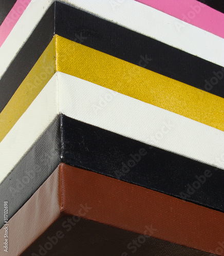 square stacked canvas for painter in bright colors