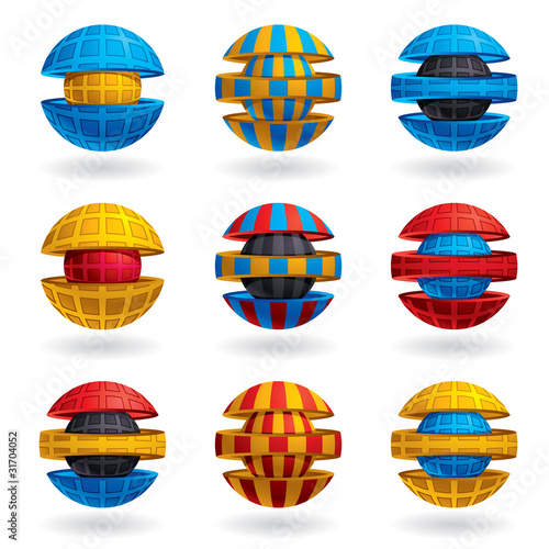 3d colorful sphere icons set.