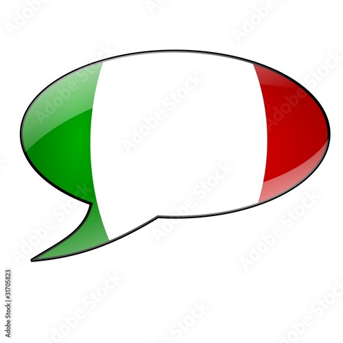 Speech bubble with the flag of Italy