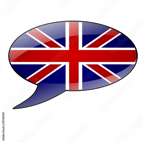 Speech bubble with the flag of Great Britain