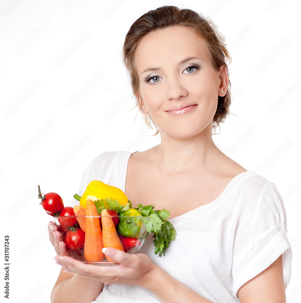 woman with vegetables woman with vegetables
