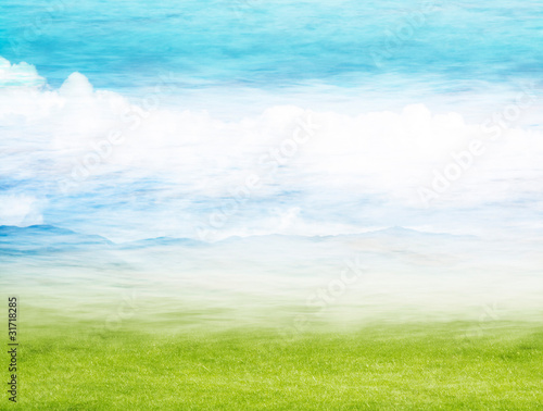 Canvas Print Misty Spring Landscape