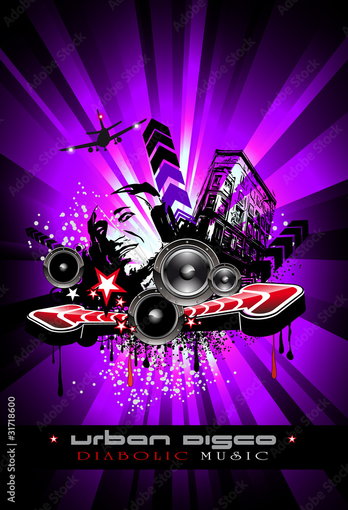 Fototapeta premium Music Event Background with Crazy DJ Shape for Disco Flyers