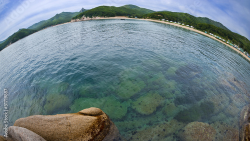 Fish-eye view of the Russian Primorye Spokoynaya bay