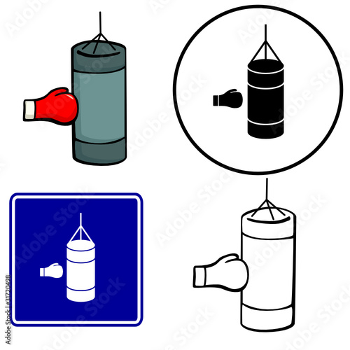 punching a heavy bag illustration sign and symbol