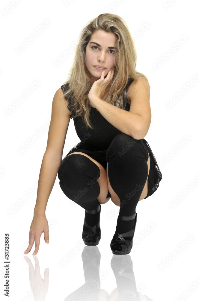 Fototapeta premium Black dress girl