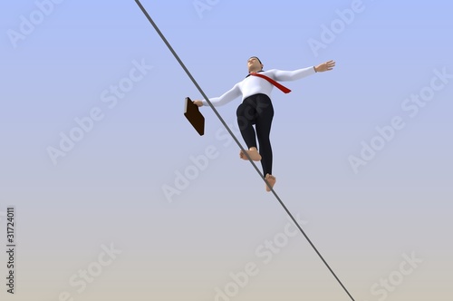 businessman tightrope walker