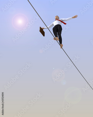 businessman tightrope walker