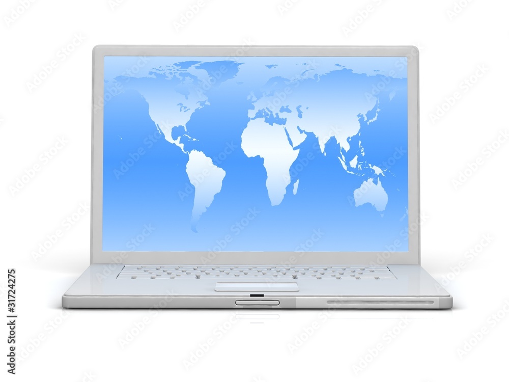 Professional Laptop on white background with reflection Professional Laptop on white background with reflection