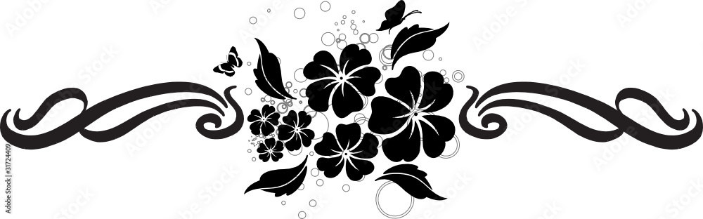 Fototapeta premium bandeau floral noir