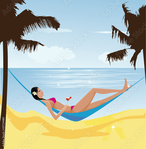 Woman resting in hammock