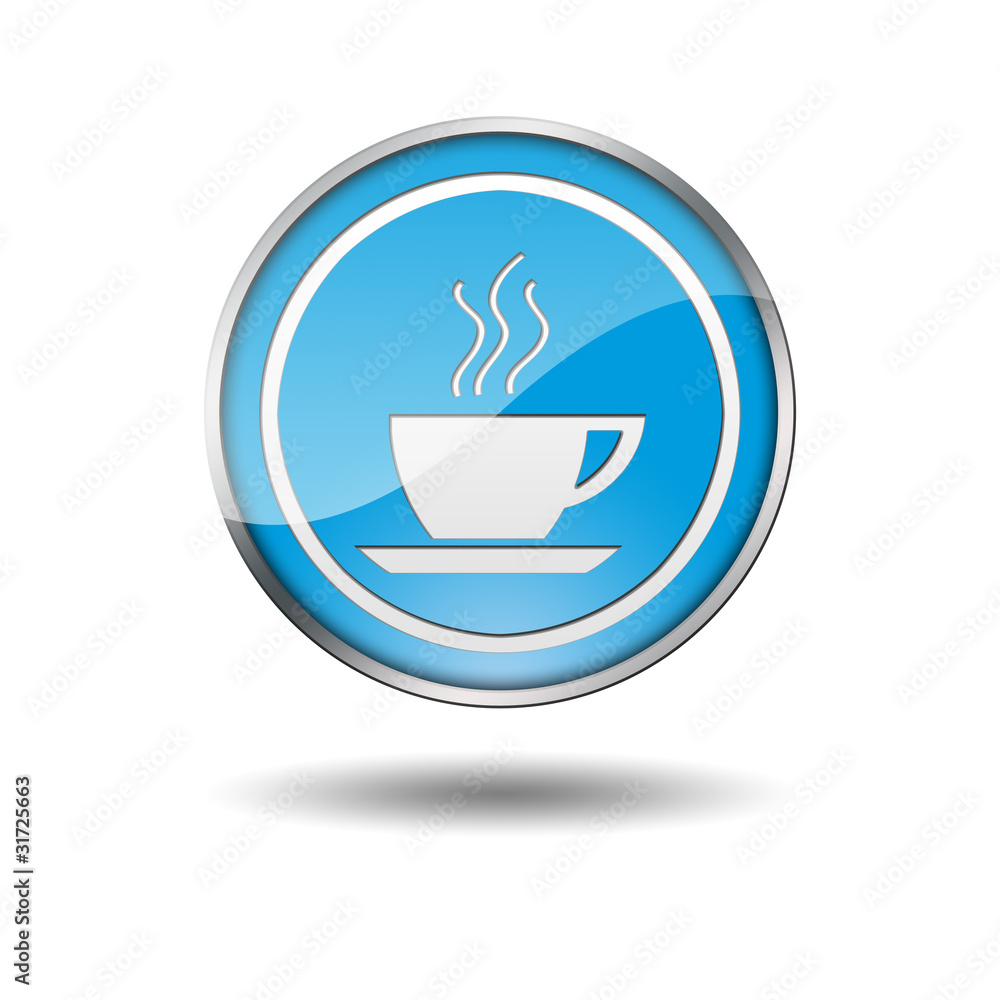 Boton azul borde metalico taza cafe Boton azul borde metalico taza cafe