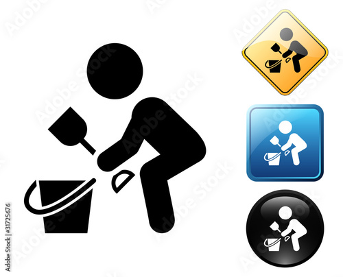 Child playing on the beach pictogram and signs