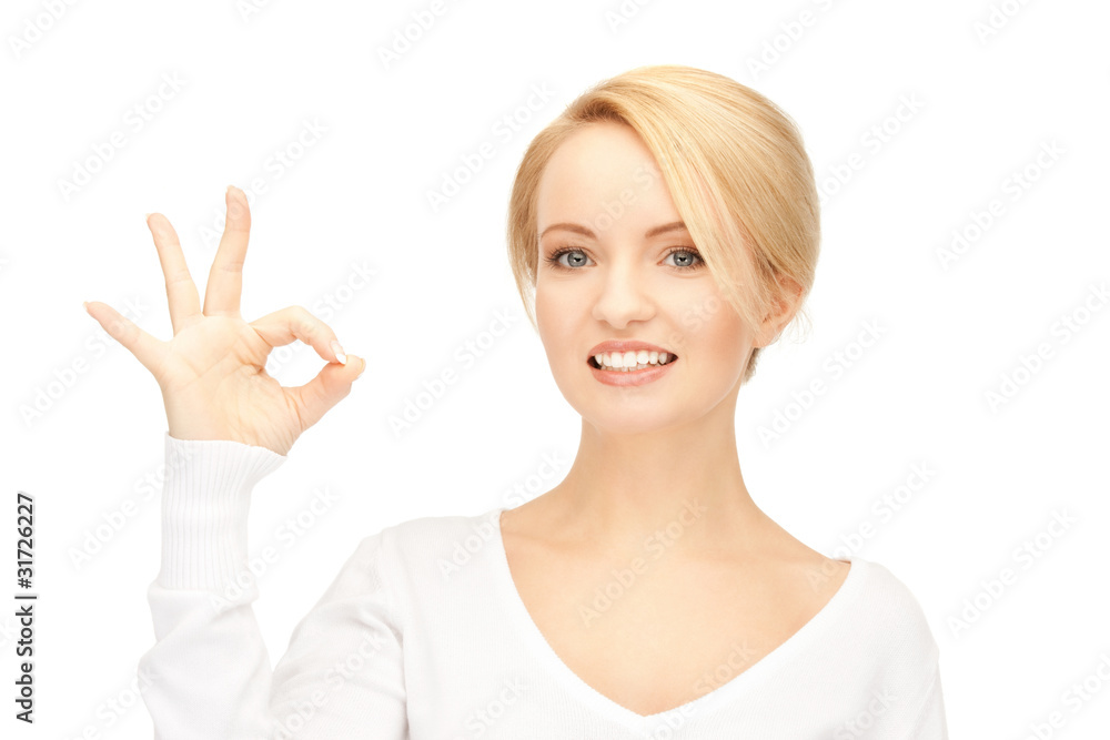 lovely teenage girl showing ok sign lovely teenage girl showing ok sign