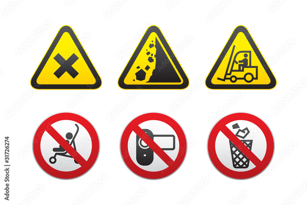 Warning Hazard and Prohibited Signs set-vector Warning Hazard and Prohibited Signs set-vector