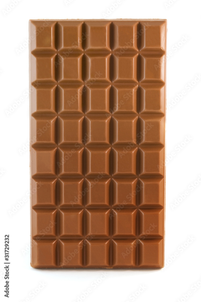 Milk chocolate bar over white Milk chocolate bar over white