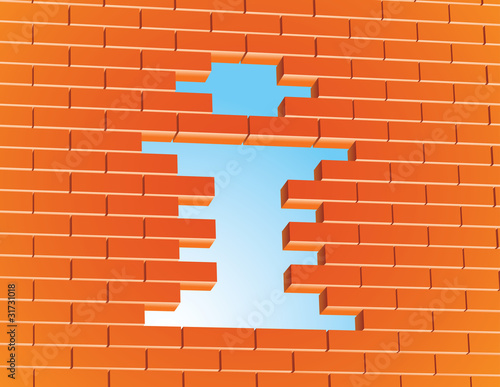 Wallpaper Mural Information breakthrough. Letter I (Info) in brick wall. Torontodigital.ca