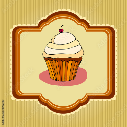 illustration of cute retro cupcakes card