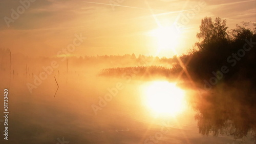 Misty morning sunrise on the marsh