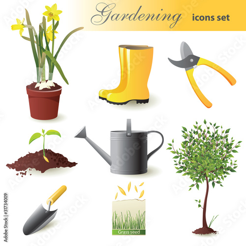 gardening icons set