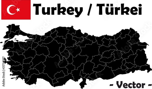 Türkei Vektor unterteilt in Provinzen