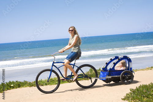 Family Bicycle Ride along the beach