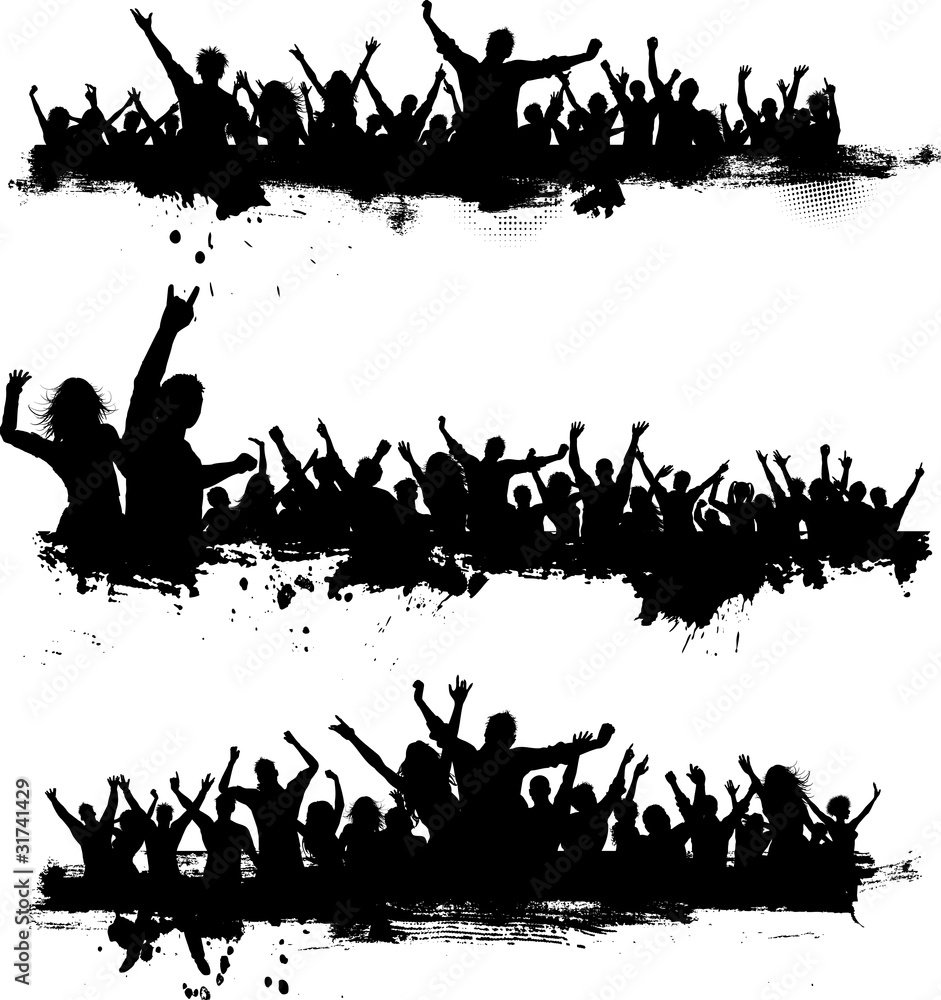 Grunge party crowds - obrazy, fototapety, plakaty 