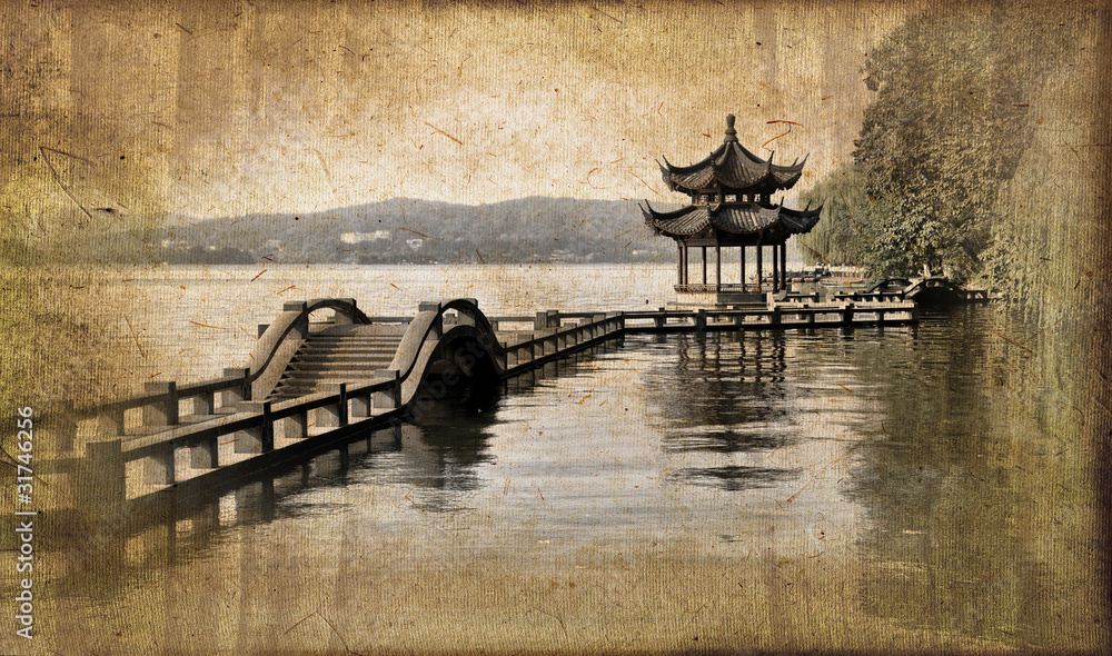 Obraz premium Lac d'Hangzhou, styl vintage - Chiny