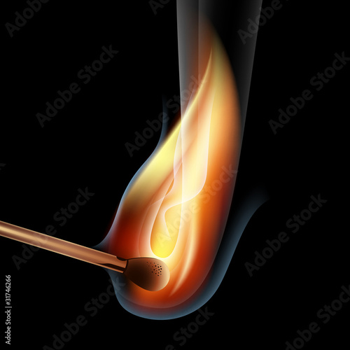 A burning matchstick vector illustration