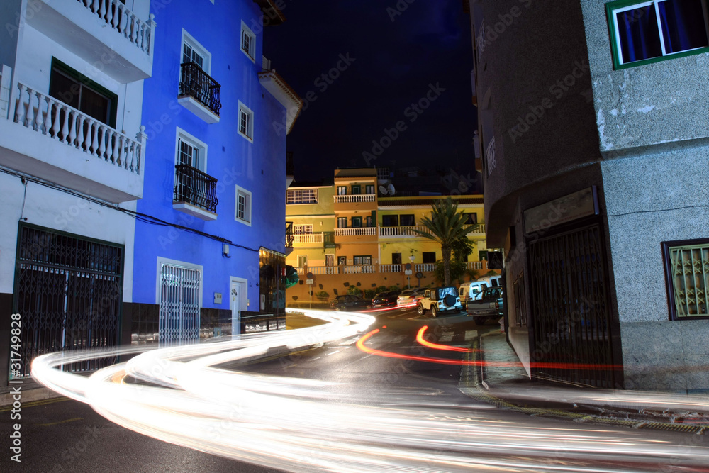 Puerto Santiago at night, Tenerife - obrazy, fototapety, plakaty 
